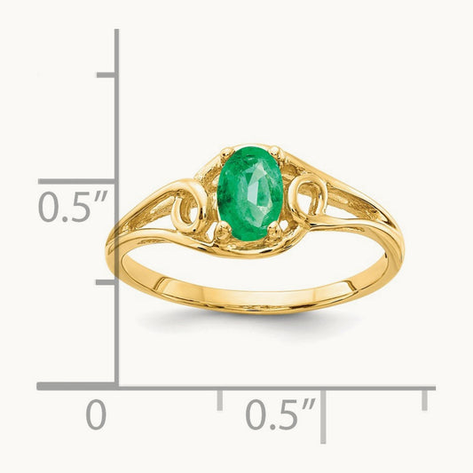 6x4mm Oval Emerald ring, 14K
