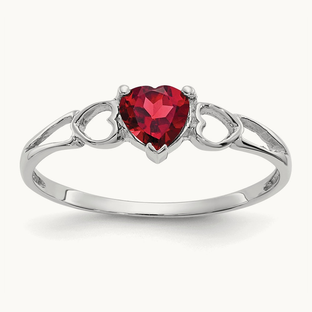 Garnet Birthstone Ring, 14K White Gold