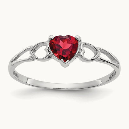 Garnet Birthstone Ring, 14K White Gold