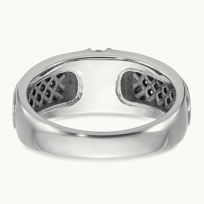 IBGoodman Men's w/Black Rhodium Diamond Complete Ring, 14K White Gold