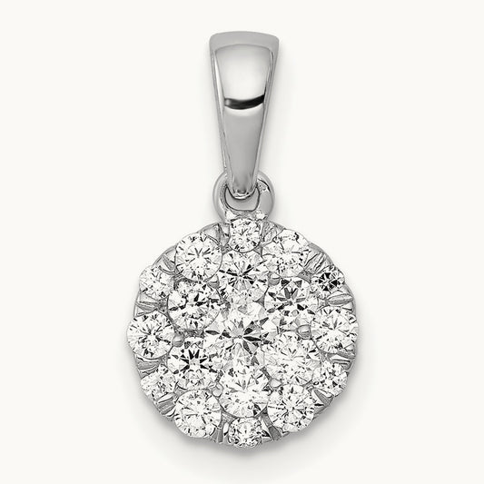 1/2ct. Diamond Circle Cluster Pendant, 14K White Gold