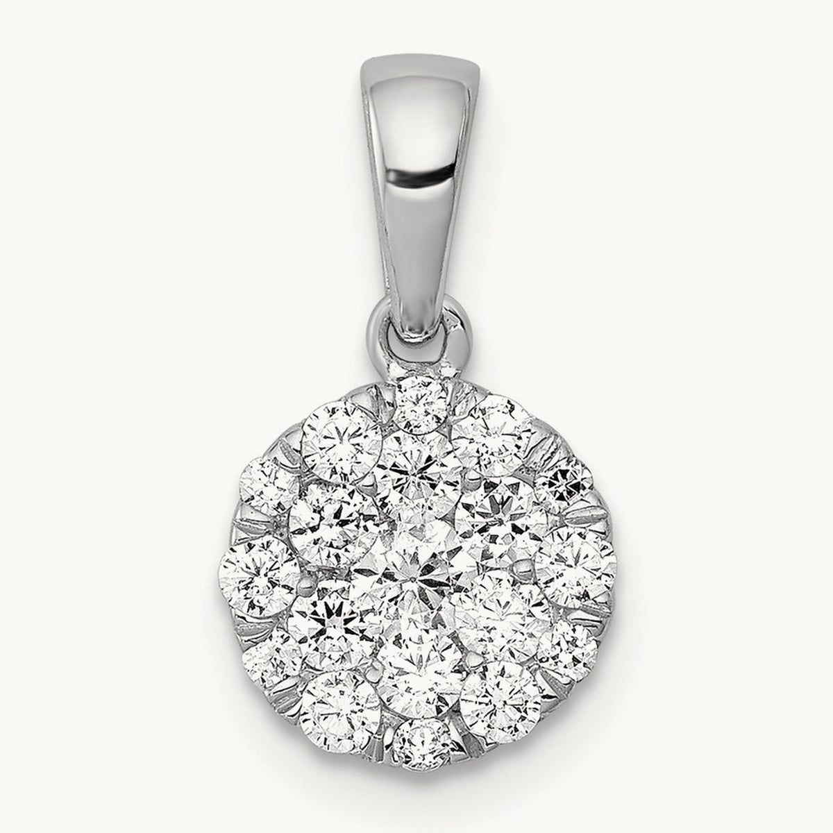 1/2ct. Diamond Circle Cluster Pendant, 14K White Gold
