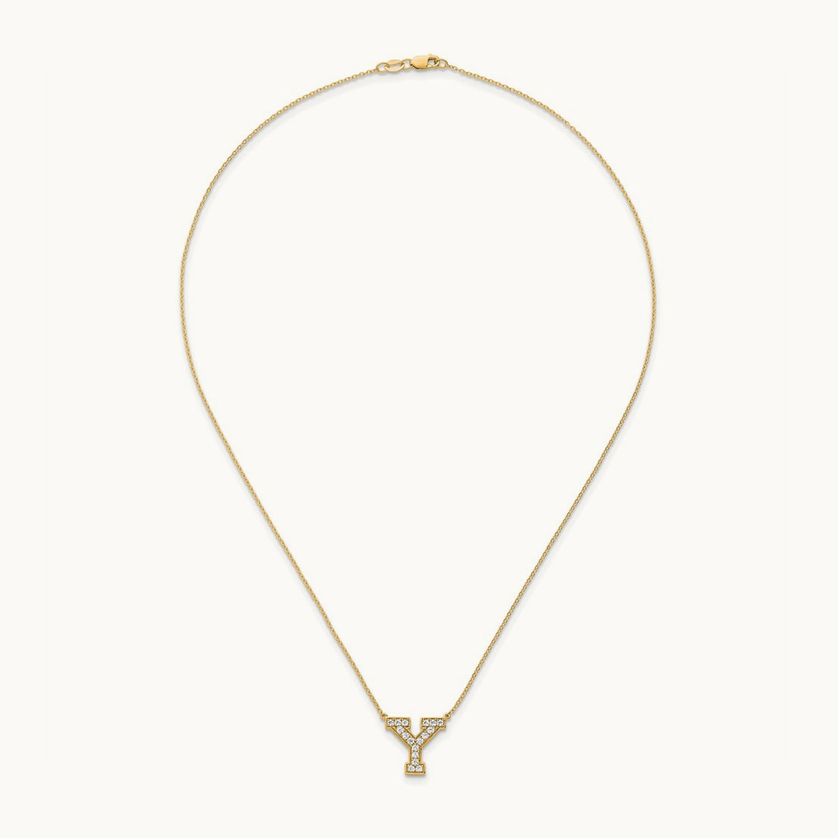 Initial Necklace — 14K Yellow Gold, Y, 3/8 ct