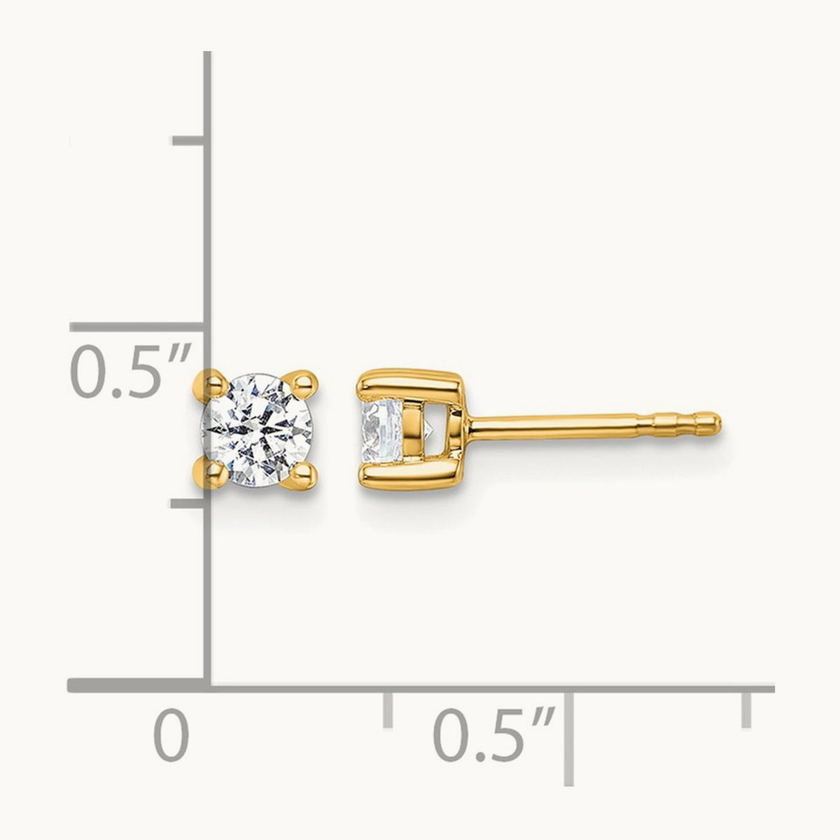 Round Heavyweight Stud Earrings, 0.10-7.00 ct tw Lab-Grown Diamond — 1/2 ct, 18K Yellow Gold