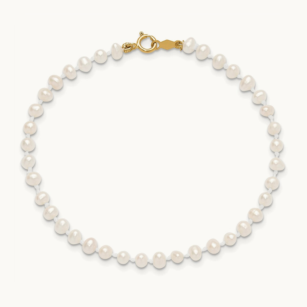 Madi K 3- White Egg Shape FW Cultured Pearl Bracelet, 4mm, 14K