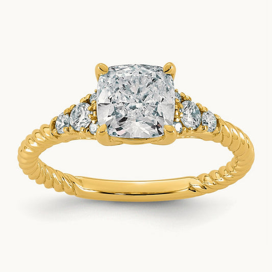 Cushion Center Engagement Ring, 1 3/4-4 ct Lab-Grown Diamond