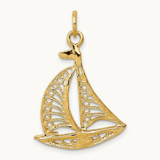 Sailboat Charm, 14K