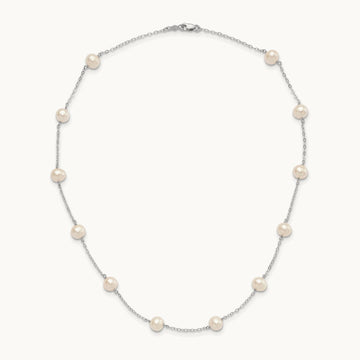 WG 5.5- White Near Round FWC Pearl 12-station Necklace, 6.5mm, 14K