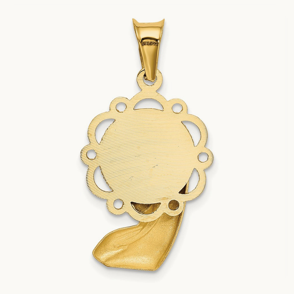 Satin And Polished Mary Pendant — 14K Two-Tone Gold