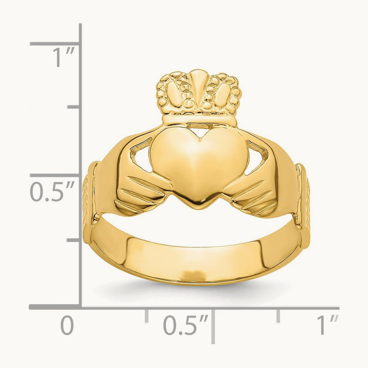 Polished Claddagh Ring (Size 9), 14K