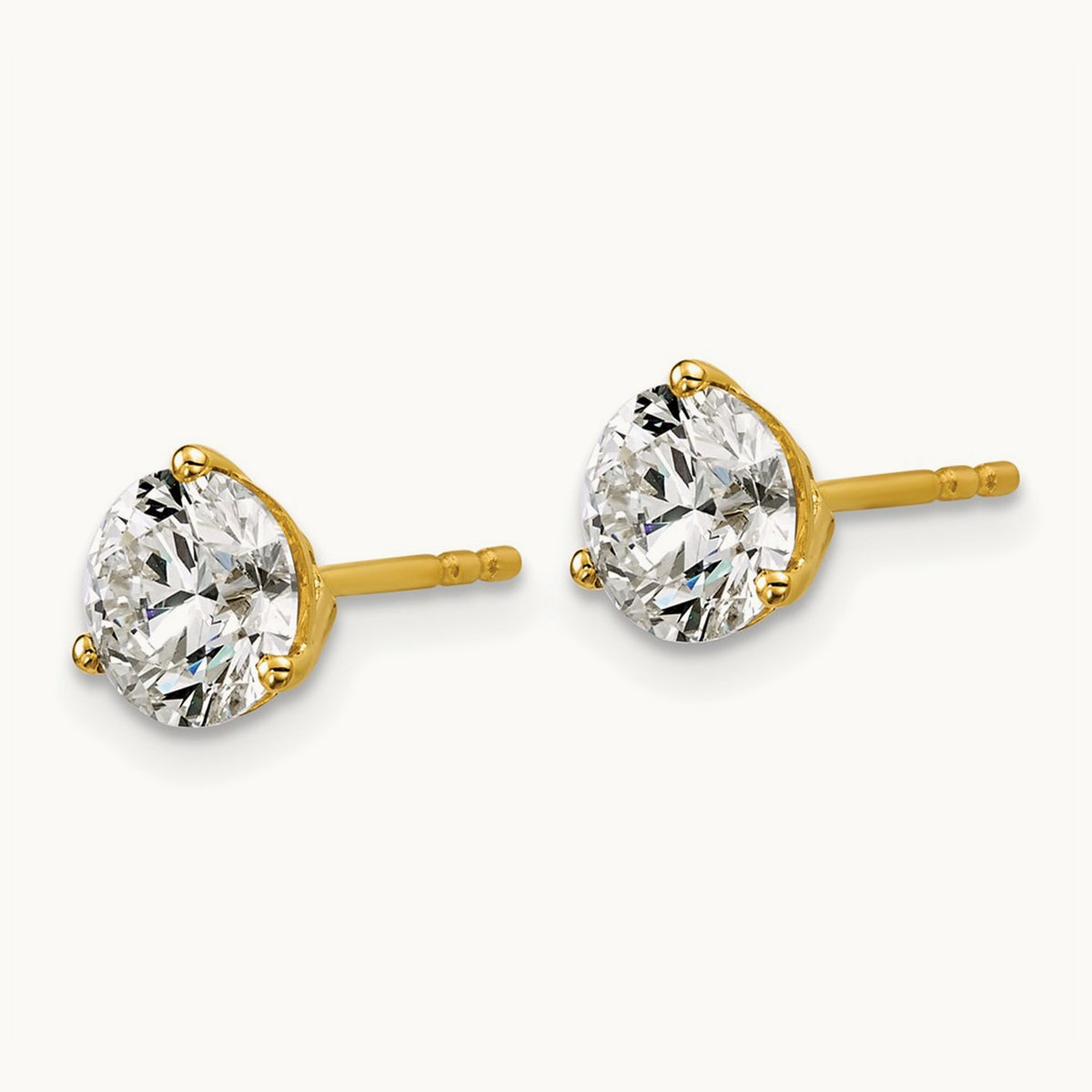 Round Stud Earrings, 0.10-6.00 ct tw Lab-Grown Diamond — 2 ct, 18K Yellow Gold