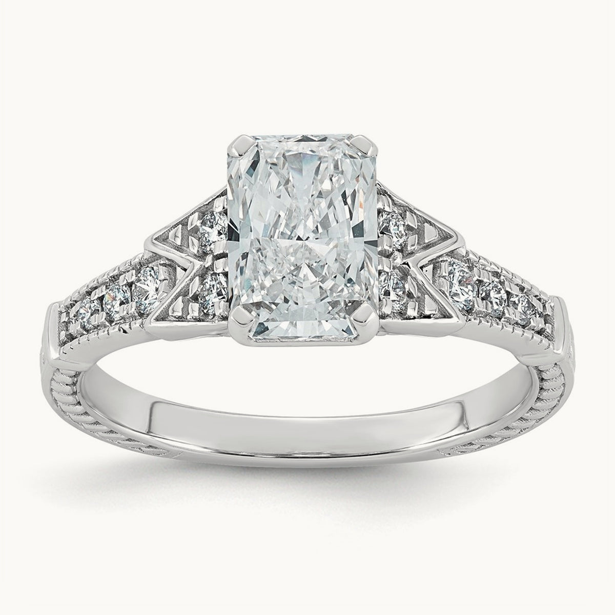 Rectangular-cut Center Engagement Ring, 1.72-4 ct Lab-Grown Diamond