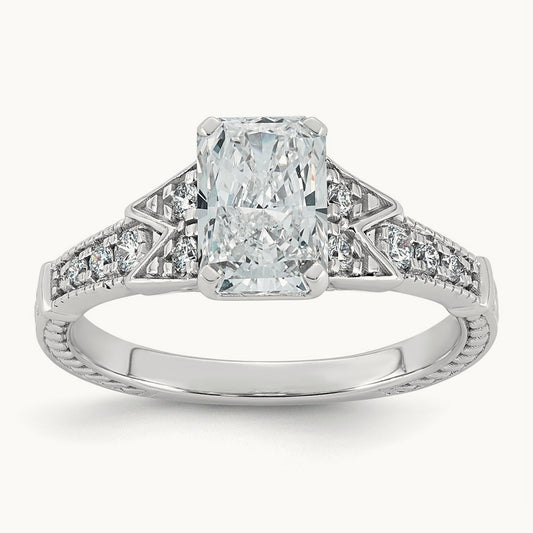Rectangular-cut Center Engagement Ring, 1.72-4 ct Lab-Grown Diamond