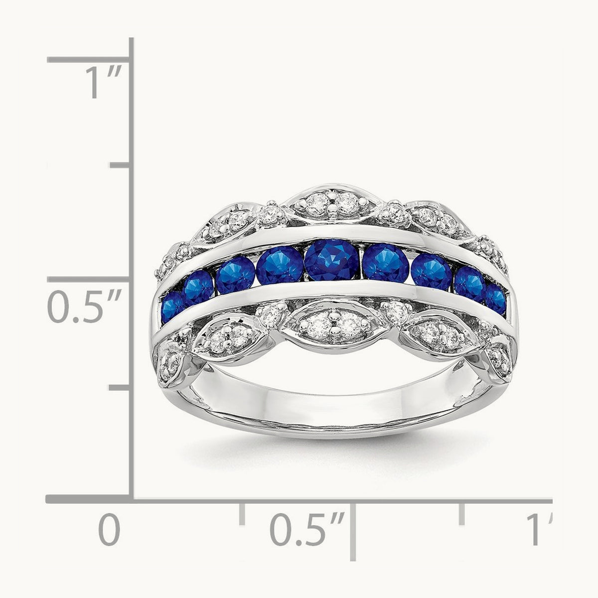 Diamond and Sapphire Fancy Ring, 14K White Gold