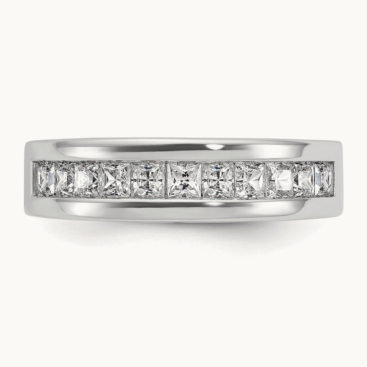 IBGoodman Men's Polished Square 11-Stone Diamond Ring, 14K White Gold
