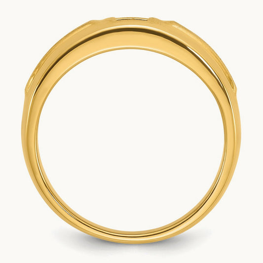 IBGoodman Men's Polished and Satin Diamond Complete Ring, 14K