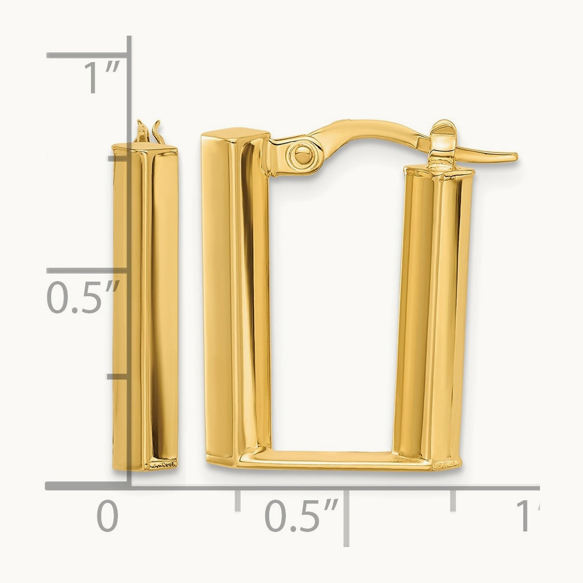 Polished U Shape Hoop Earrings, 14K