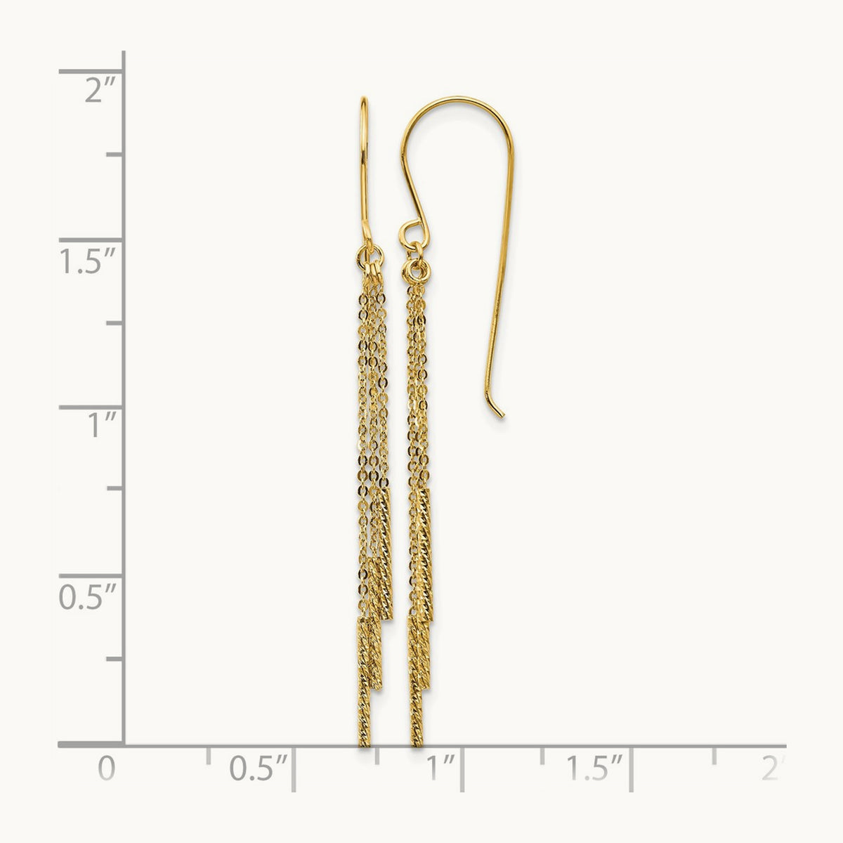 Polished Diamond-cut Chain and Bar Shepherd Hook Earrings, 14K