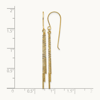 Polished Diamond-cut Chain and Bar Shepherd Hook Earrings, 14K