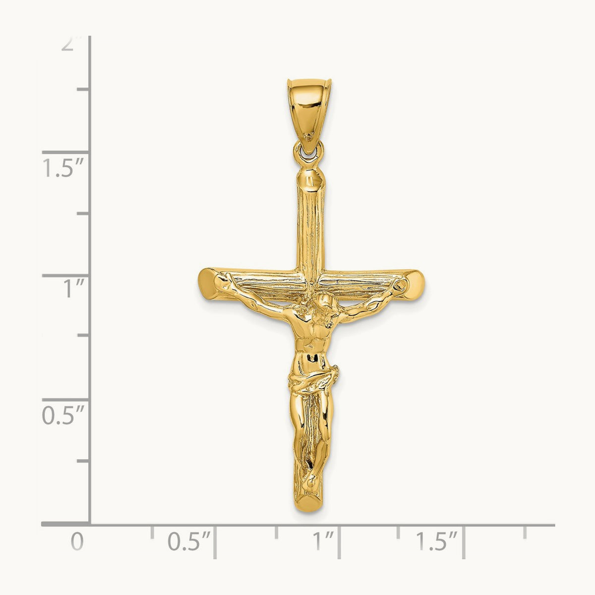 Textured Crucifix Charm — 14K Yellow Gold, 47.1mm