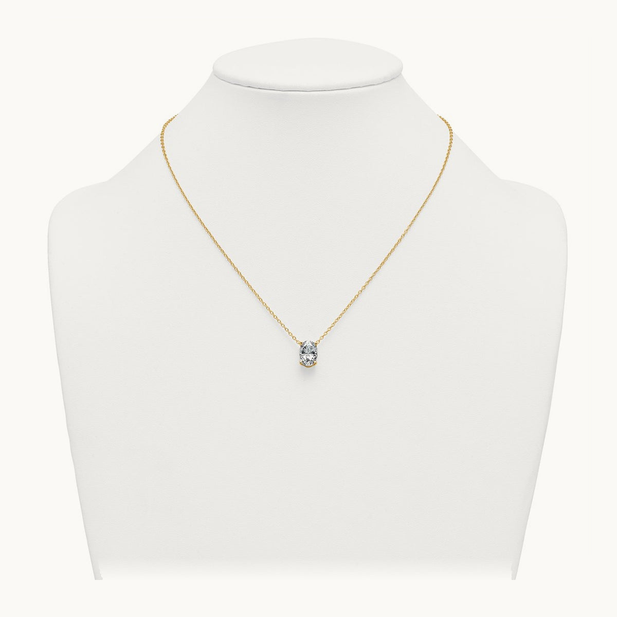 Oval Pendant Necklace, 0.25-4.00 ct tw Lab-Grown Diamond — 3 1/2 ct, 14K Yellow Gold