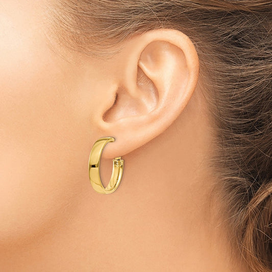 Omega Back Hoop Earrings — 14K Yellow Gold, 5mm
