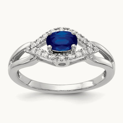 Lab-Grown Diamond and Sapphire Ring — 14K White Gold