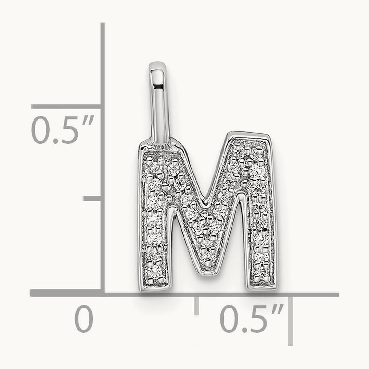 Diamond Letter M Initial Pendant, 14K White Gold