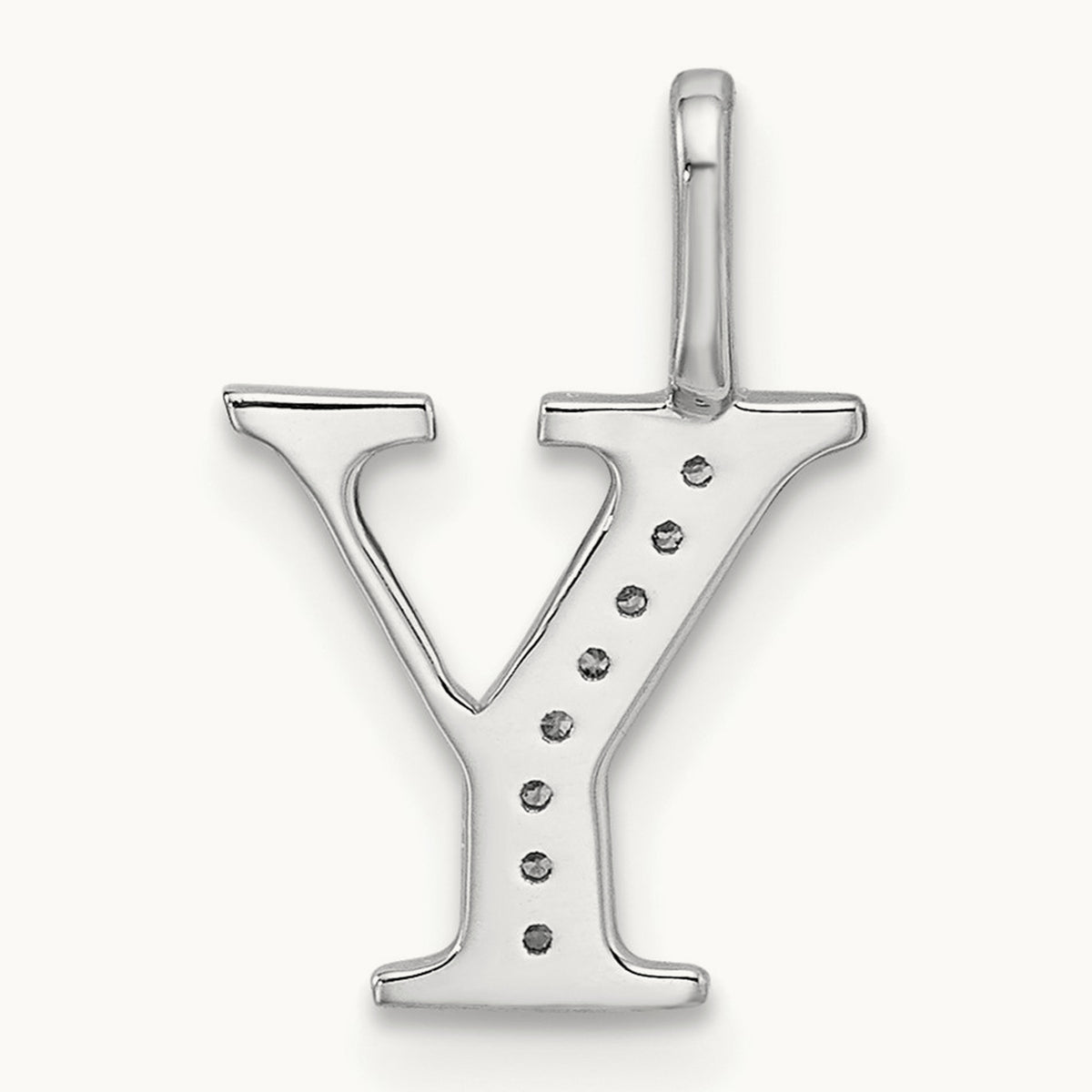 Diamond Letter Y Initial Pendant, 14K White Gold
