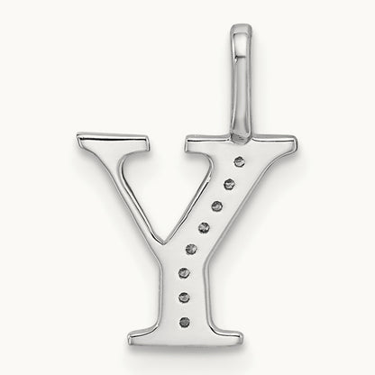 Diamond Letter Y Initial Pendant, 14K White Gold