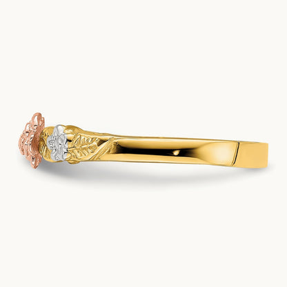 w/White Rhodium Flower Ring, 14K Two-tone