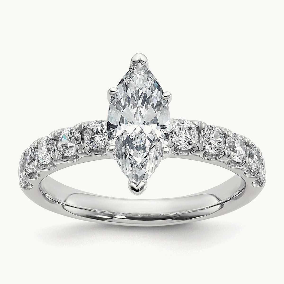 Marquise Engagement Ring — 14K White Gold, 1 3/4 ct, 7