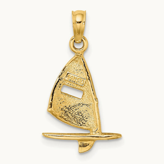 Aqua Enameled Windsail Surf Board Charm, 14K