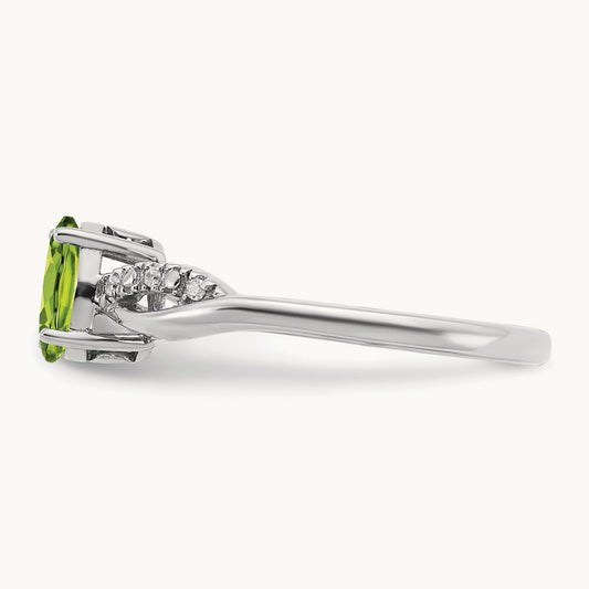Oval Peridot and Diamond Ring, 14K White Gold