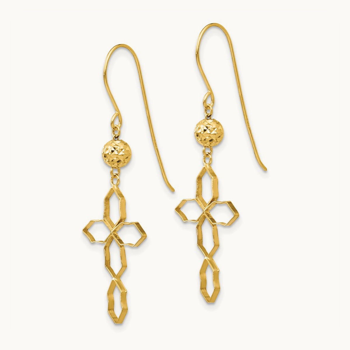 Cross Earrings, 14K
