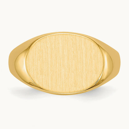 16.0x12. Closed Back Mens Signet Ring, 0mm, 14K
