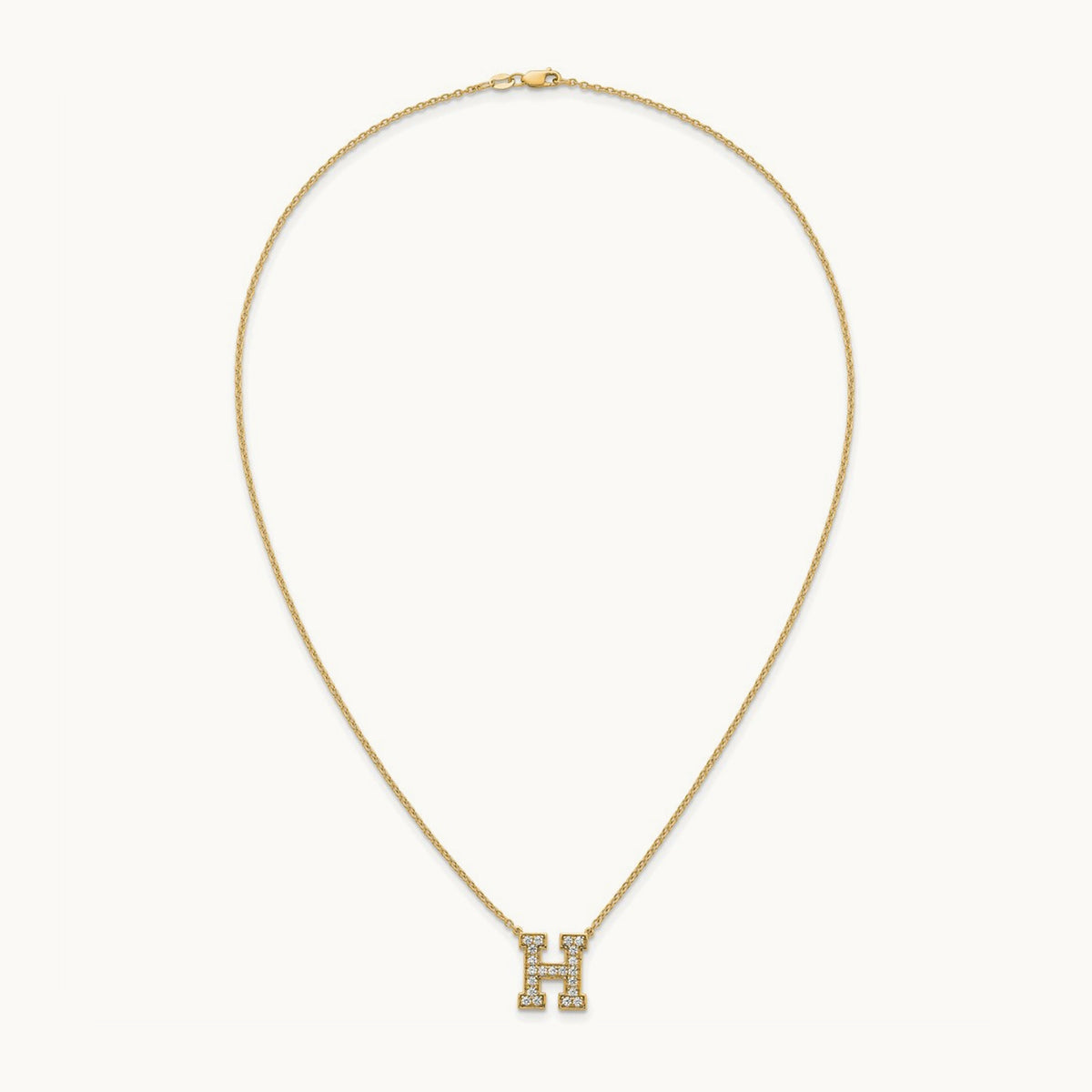 Initial Necklace — 14K Yellow Gold, H, 1/2 ct