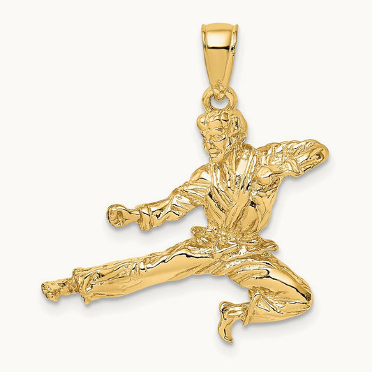 3-D Male Karate Pendant, 14K