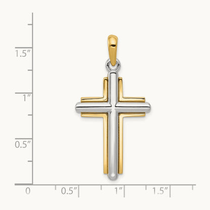 Cross Pendant, 14K Two-tone