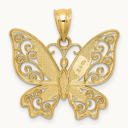Polished Butterfly Pendant, 14K