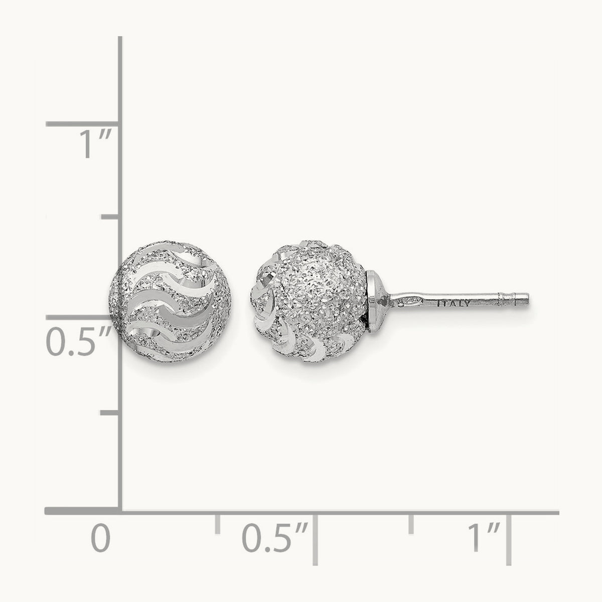 RH-plated Laser-cut Ball Post Earrings, Sterling Silver — Leslie's