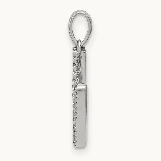 Diamond Letter V Initial Pendant, 14K White Gold