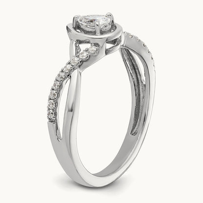 Pear Ctr Diamond Complete Promise/Engagement Ring, 14K White Gold