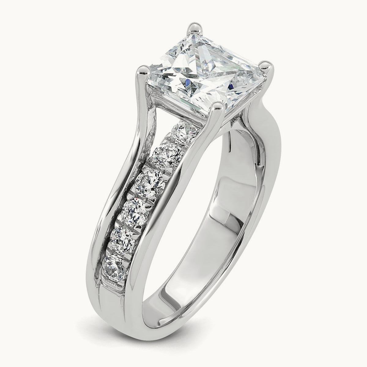 Princess Engagement Ring, 1.75-3.00 ct tw Lab-Grown Diamond — 3 1/6 ct, 14K White Gold