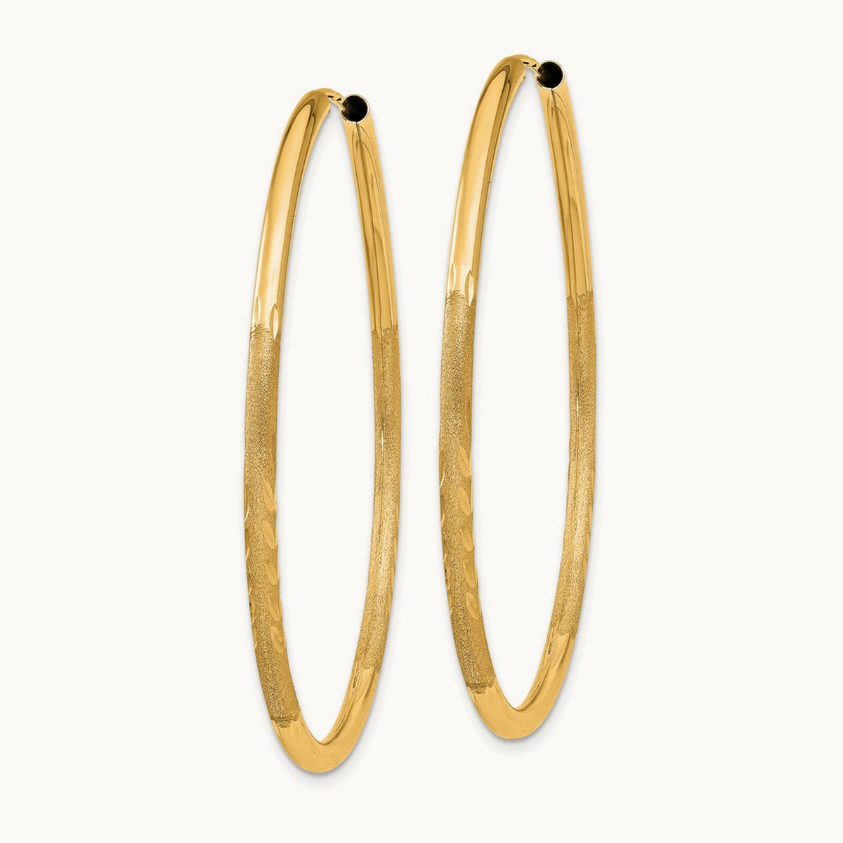 Satin Diamond-cut Endless Hoop Earrings — 40mm, 2mm