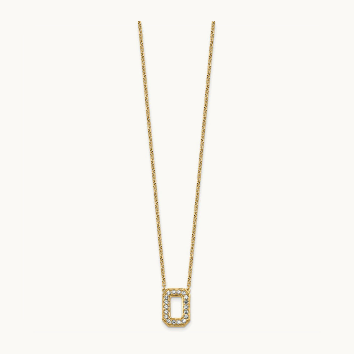 Initial Necklace — 14K Yellow Gold, O, 1/3 ct
