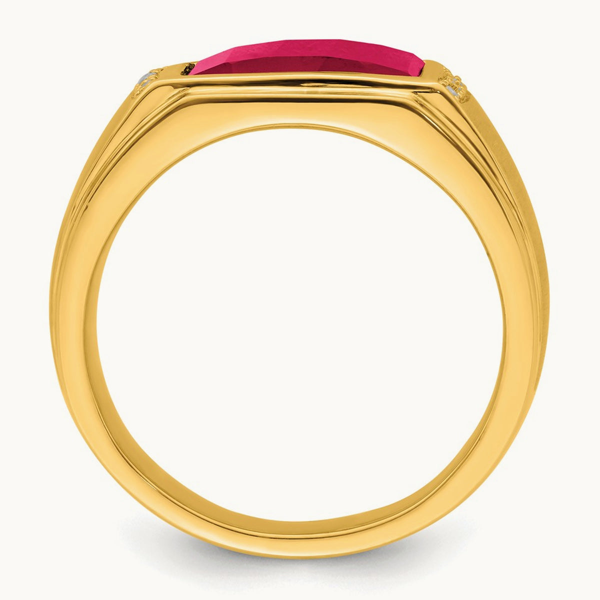 Created Ruby and Diamond Mens Ring, 14K