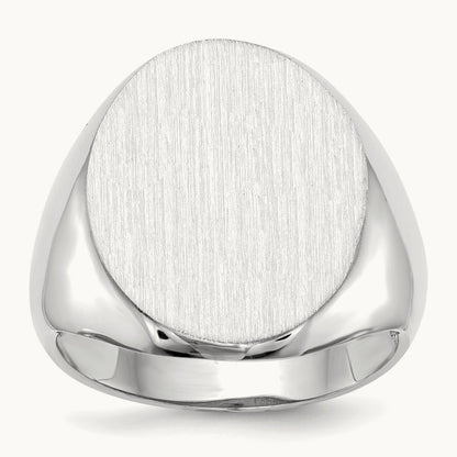 16.0x20. Open Back Signet Ring, 5mm, 14K White Gold