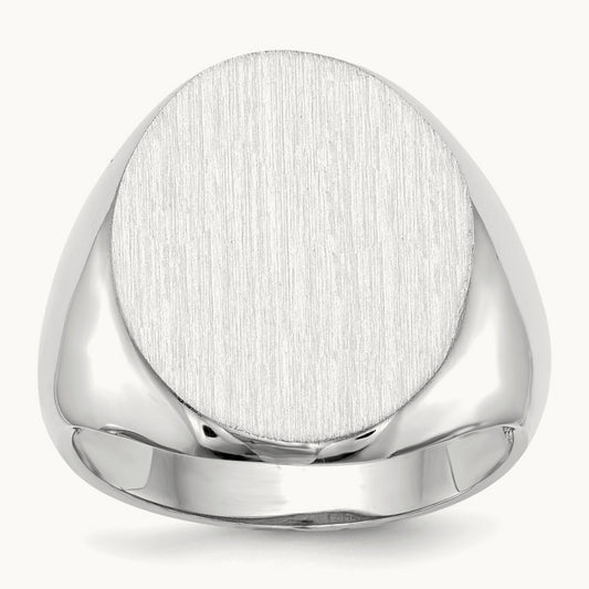 16.0x20. Open Back Signet Ring, 5mm, 14K White Gold