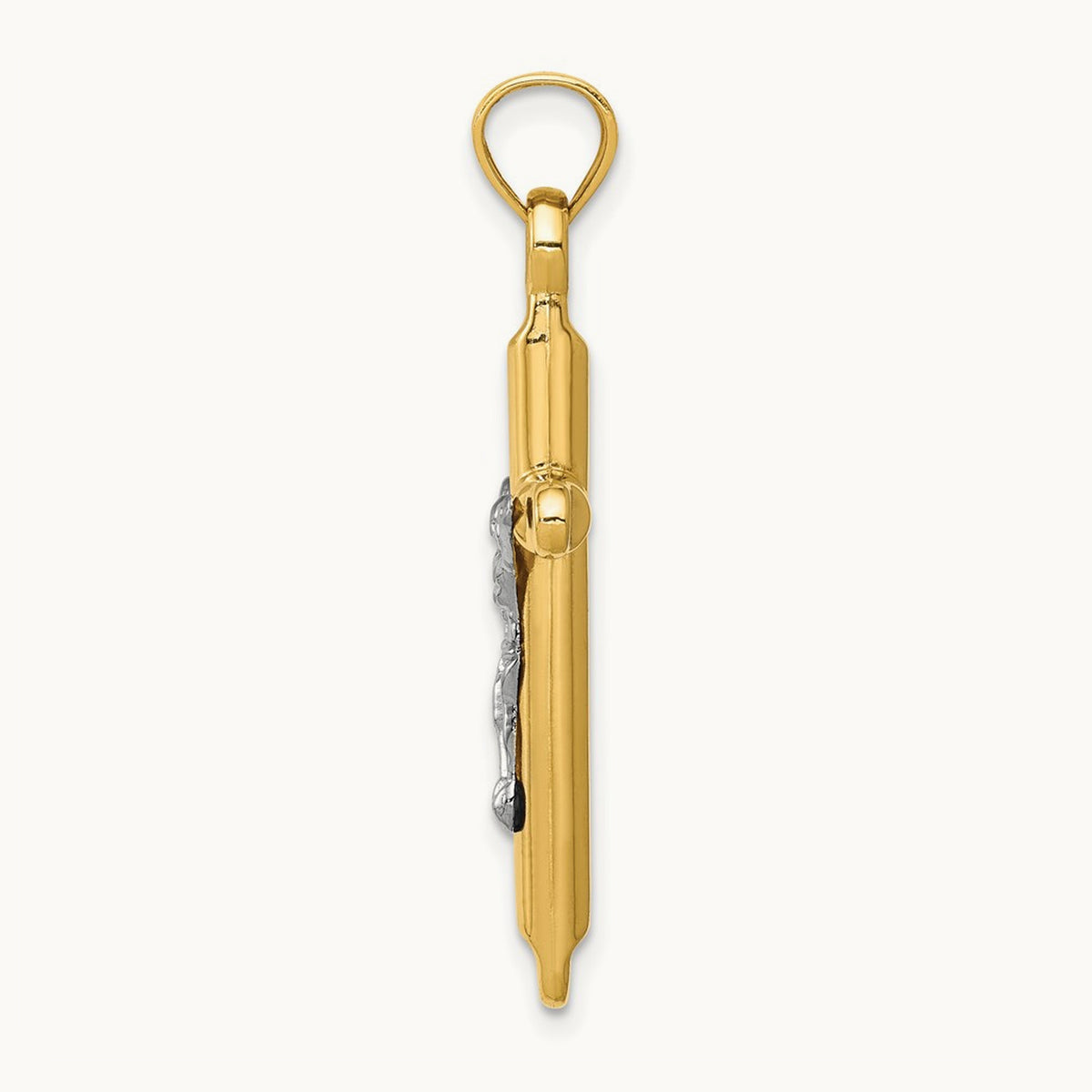 Hollow Crucifix Pendant, 14K Two-tone
